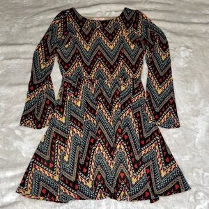 GB Girls tribal geometric long sleeve dress